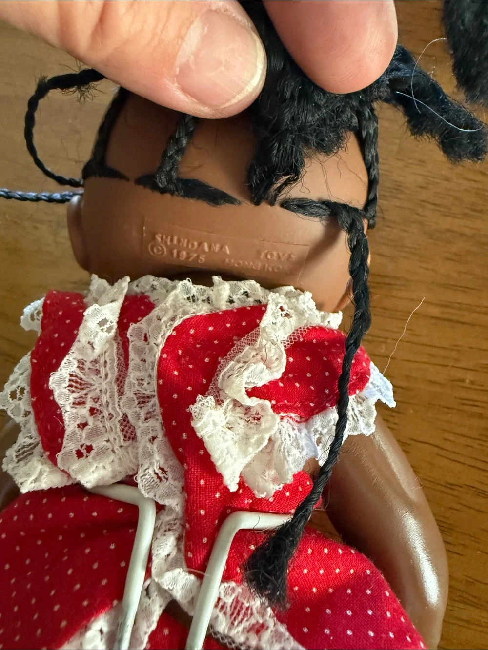 Black baby 1975 SHINDANA AFRICAN AMERICAN DOLL braids red outfit as is